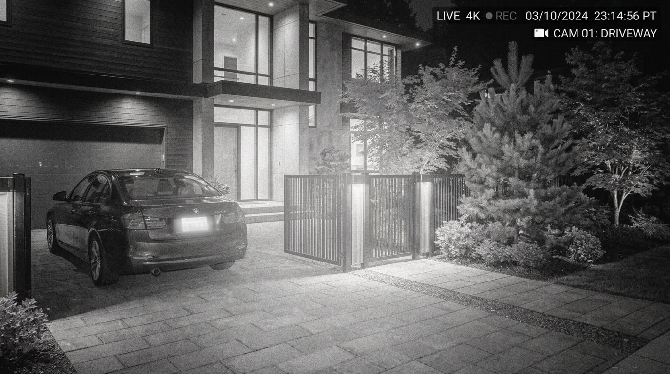 Traditional Grainy Infrared IR Black and White Night Vision Feed